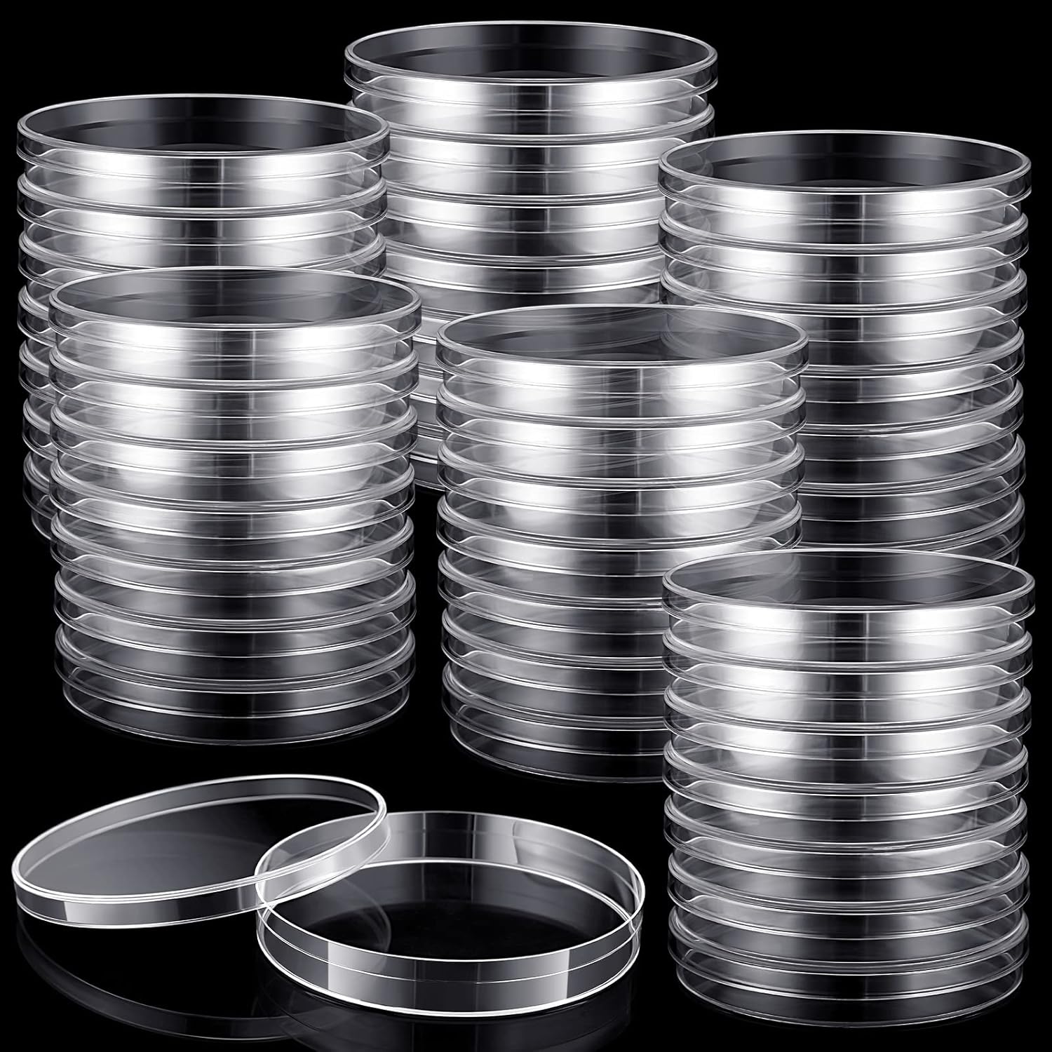 200 Pack 90mm Petri Dishes with Lids - Sterile Plastic Bulk for Science Lab Cell Culture