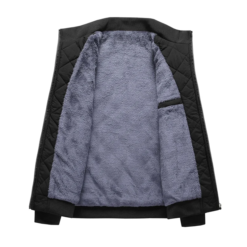 Innerworld Men's Diamond Pattern Bomber Jacket - Slim Fit Fleece Lined Winter Coat - Image 4
