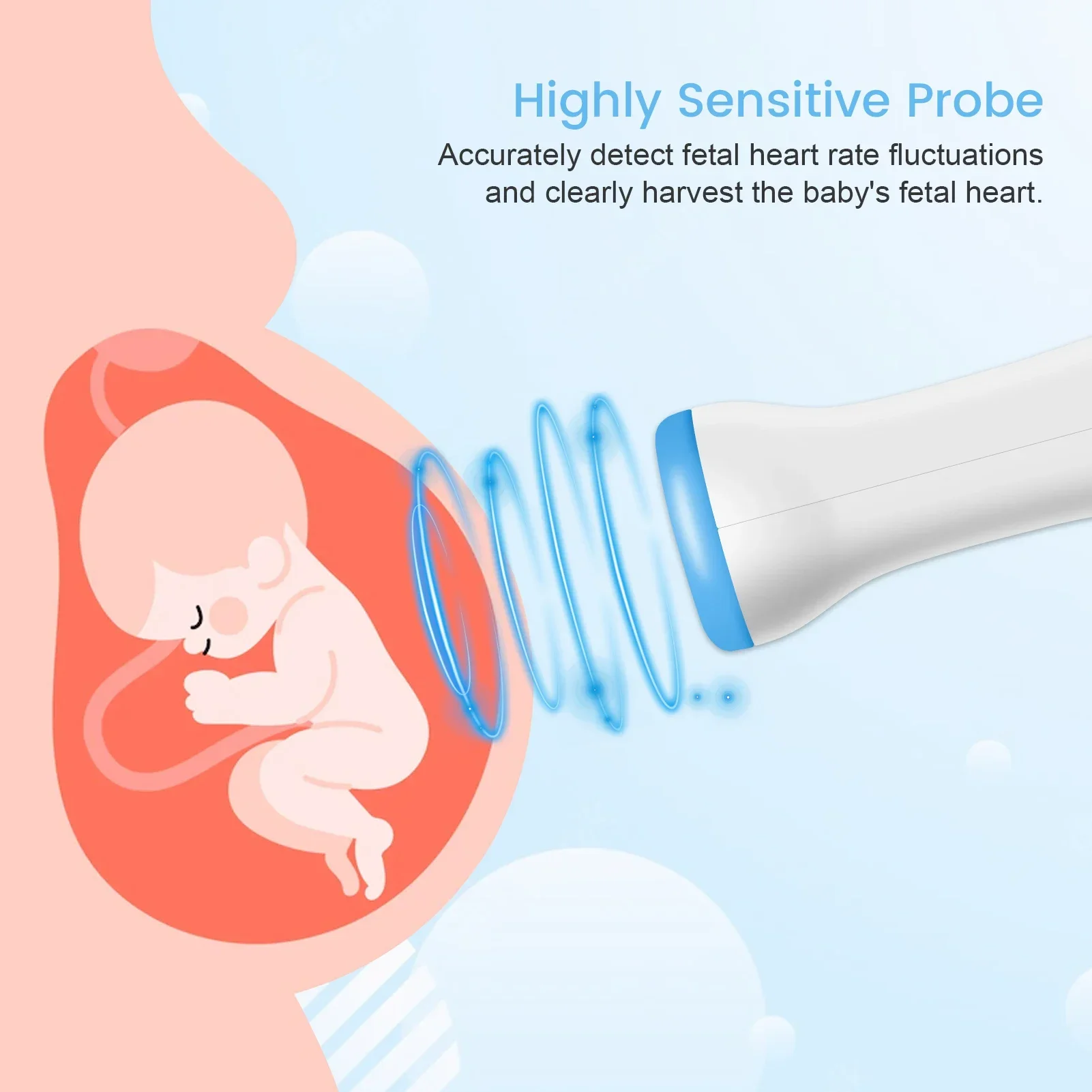 3MHz Doppler Fetal Monitor Baby Heartbeat Monitor Pregnancy Digital Fetal Doppler Stethoscope Baby Heart Beat Detector for Mom - Image 3