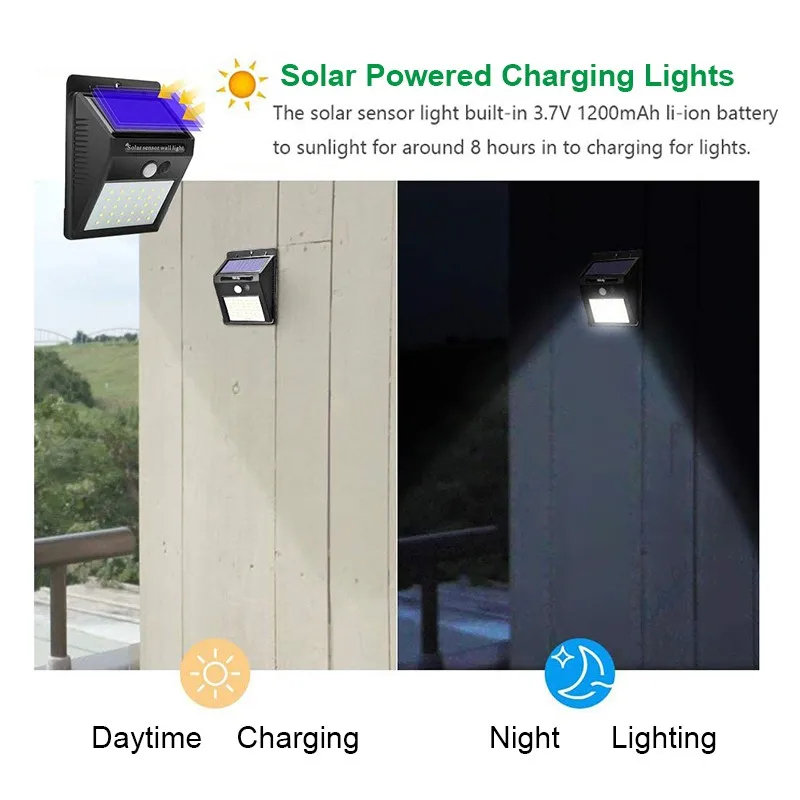 6/30 LED Solar Light PIR Motion Sensor Wall Light Outdoor Solar Lamp Waterproof Solar Powered Sunlight Street Lamp Garden Decor - Image 4