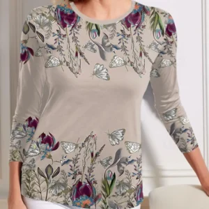 Fashion Women's T shirt Tee Floral Butterfly 3D Print Daily Sweatshirt Casual Long Sleeve t shirt Crew Neck Fall sportswear