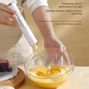 4-in-1 Rechargeable Professional Kitchen Mixer – Milk Frother, Egg Beater & Cake Cream Blender (3-Speed, Portable)