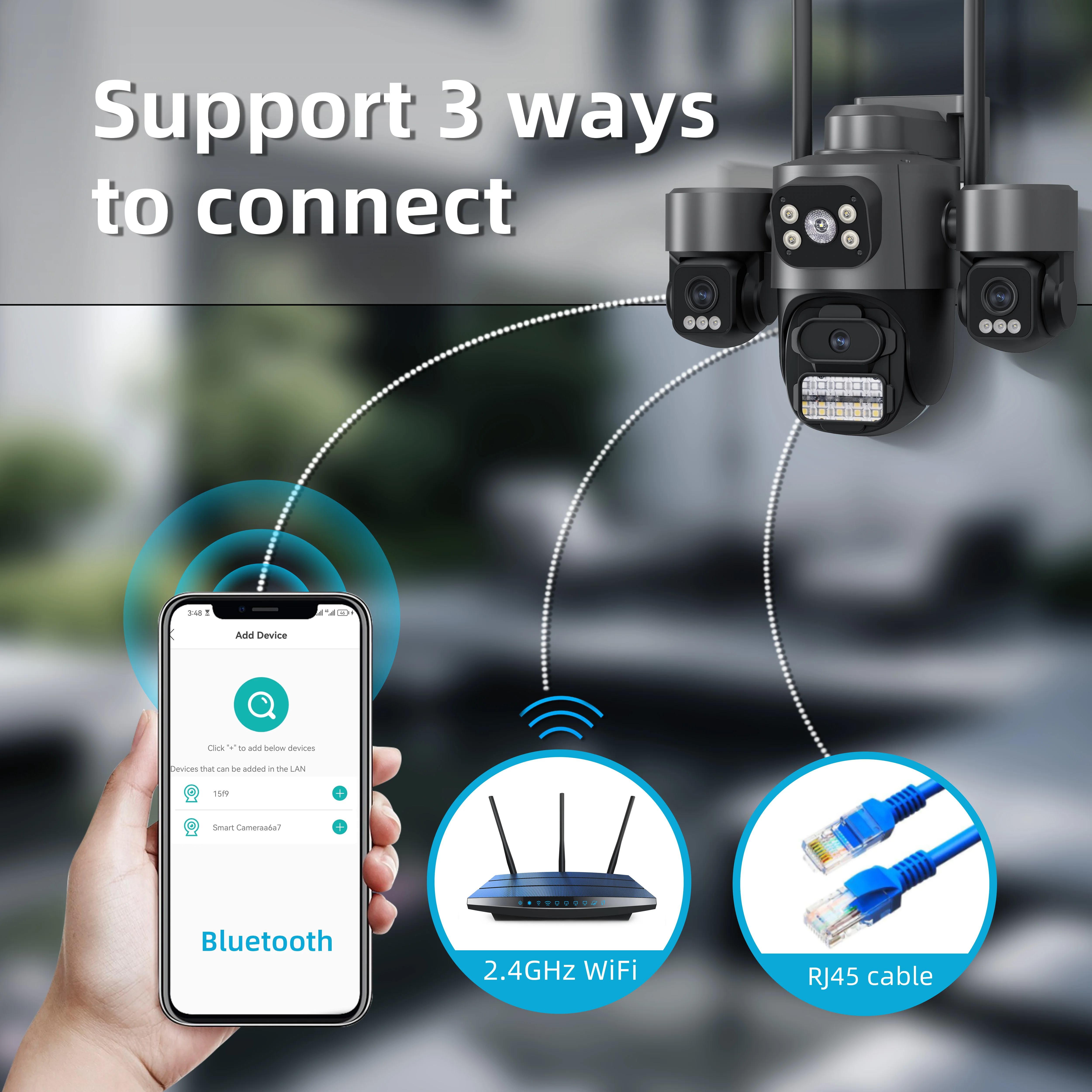 Hot Sale iCsee 3 Lens 3 Screen WiFi Camera 360° Auto Tracking Waterproof Outdoor CCTV, WiFi Security Cam ICsee Surveillance - Image 5