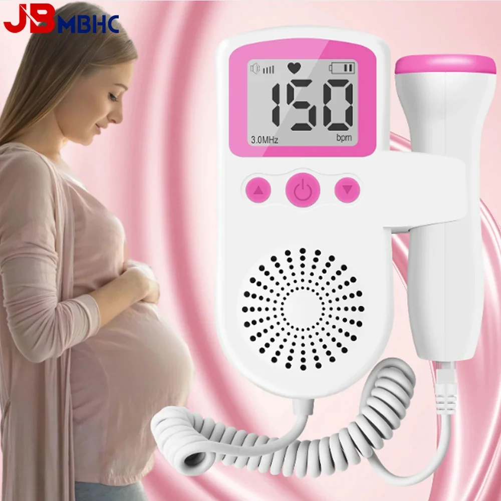3MHz Doppler Fetal Monitor Baby Heartbeat Monitor Pregnancy Digital Fetal Doppler Stethoscope Baby Heart Beat Detector for Mom